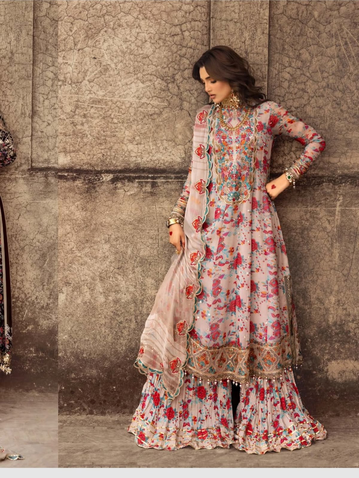 03-Piece Chiffon Suit With Sequence Work | Ready To Wear