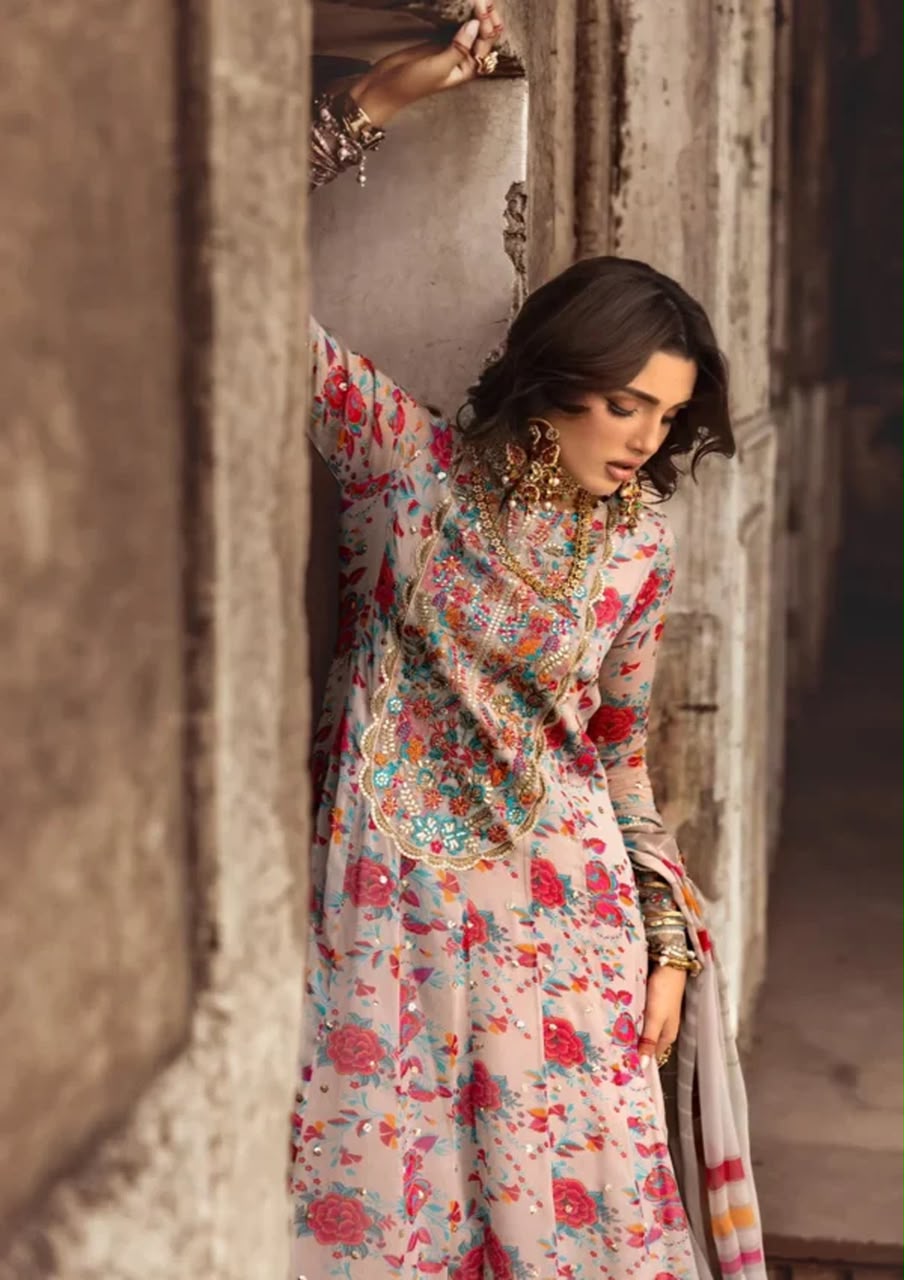 03-Piece Chiffon Suit With Sequence Work | Ready To Wear