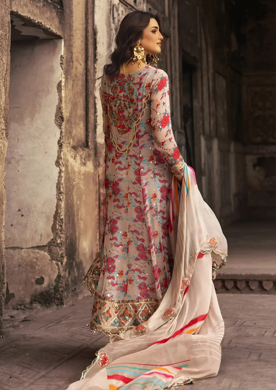 03-Piece Chiffon Suit With Sequence Work | Ready To Wear
