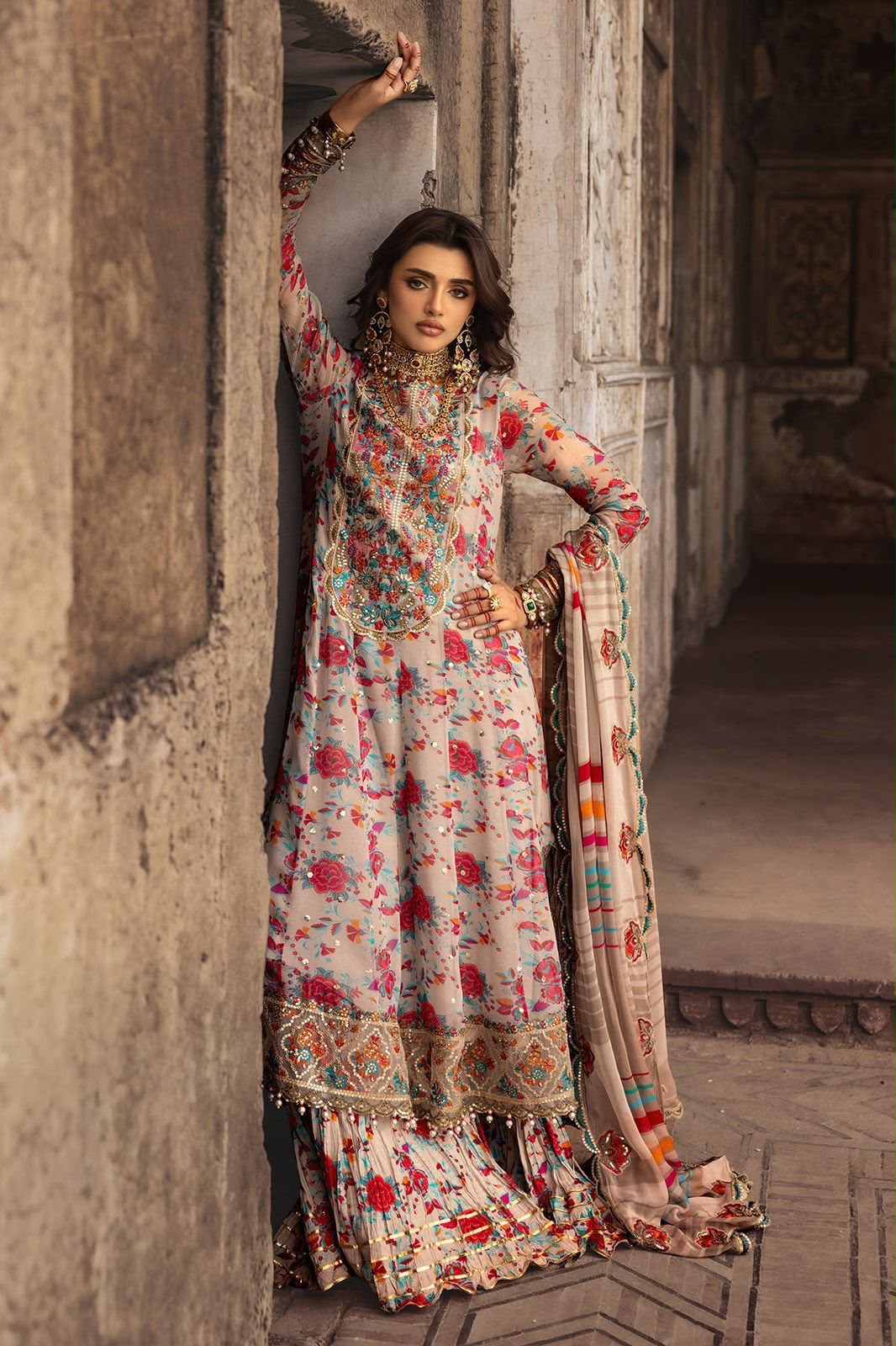 03-Piece Chiffon Suit With Sequence Work | Ready To Wear