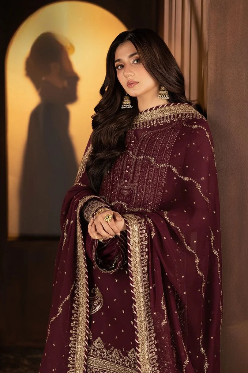 3 Piece Stitched Chiffon  Gharara Suit - Ready to Wear