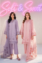 03-Piece Lawn Suit With Organza Dupatta | Ready To Wear