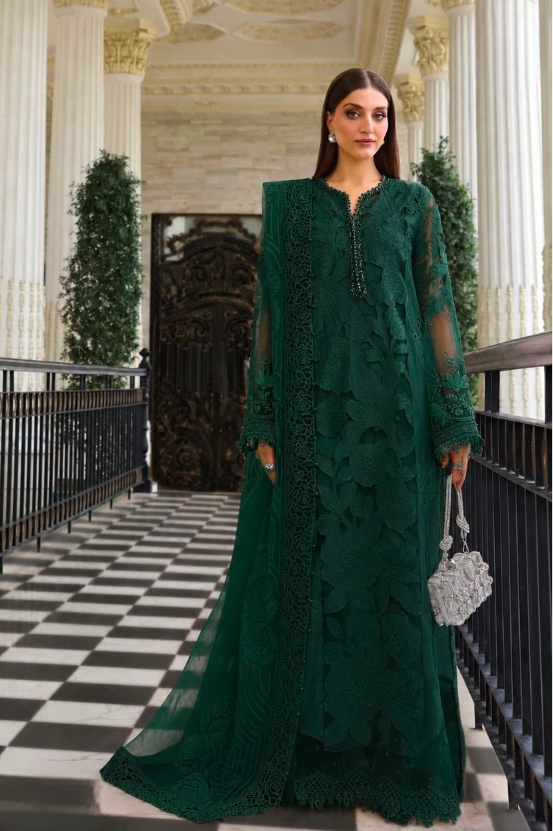 Deep Green: Heavy Embroidered Lawn Suit | Ready To Wear