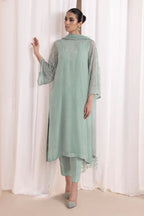 03-Piece Embroidered Chiffon Suit With Malai Trouser | Ready To Wear