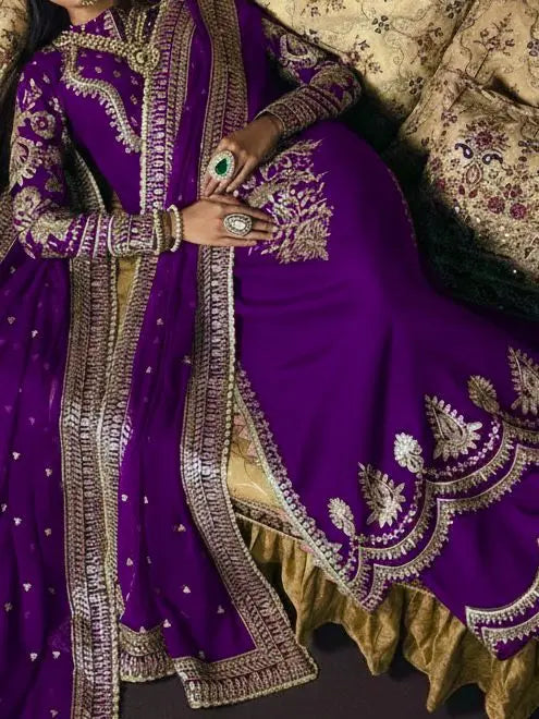 03-Piece Embroidered Sheesha Silk Suit With Net Dupatta | Ready To Wear