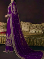 03-Piece Embroidered Sheesha Silk Suit With Net Dupatta | Ready To Wear