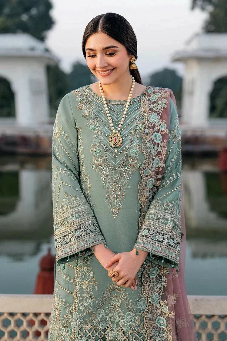 03-Piece Embroidered Chiffon Suit With Net Dupatta | Ready To Wear