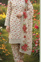 Lawn 3-Piece Suit with Chiffon Dupatta