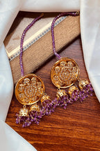 Premium Kundan Jhumki with Purple Crystal Beads