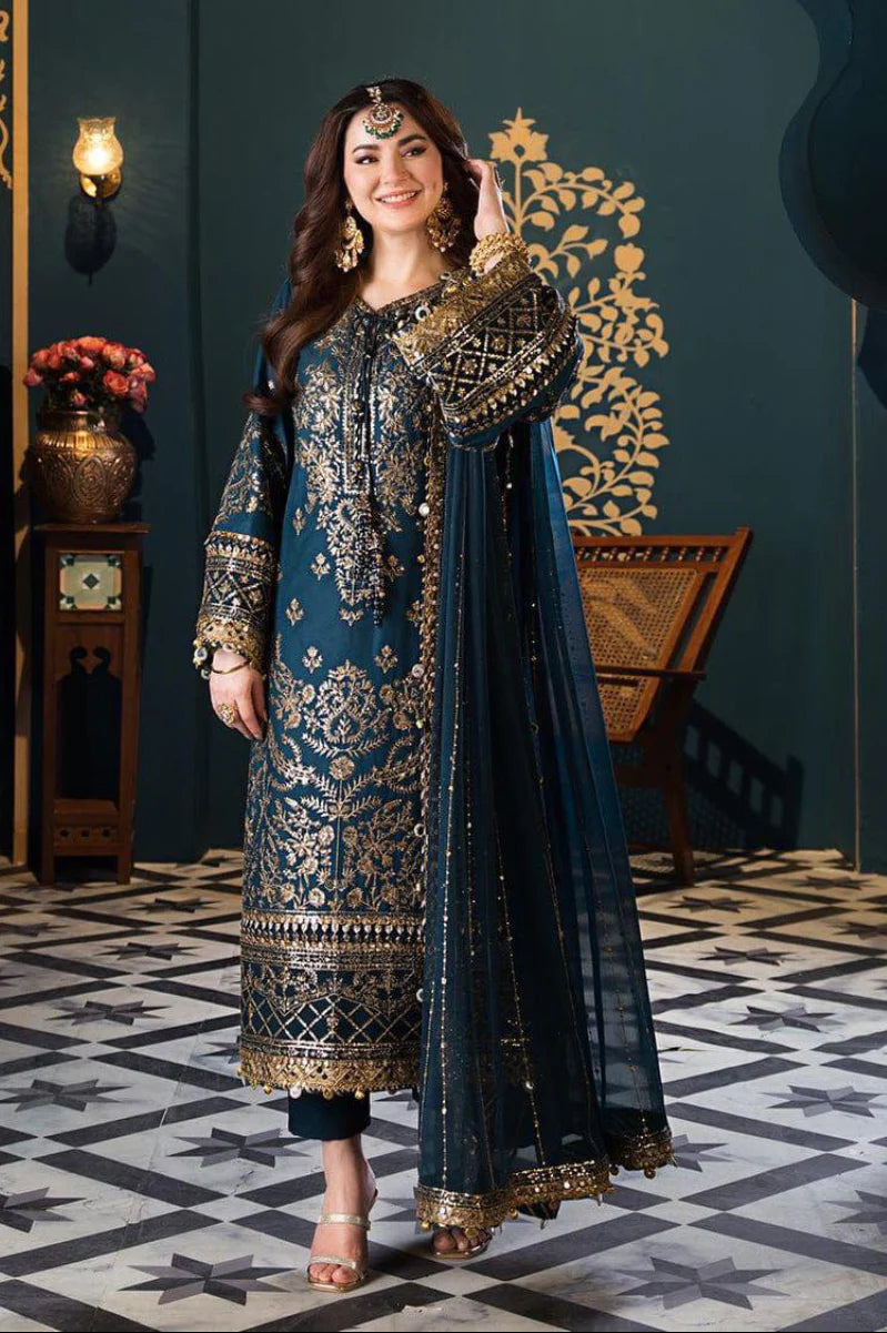03-Piece Chiffon Suit With Heavy Embroidery | Ready To Wear (DL-AJC)