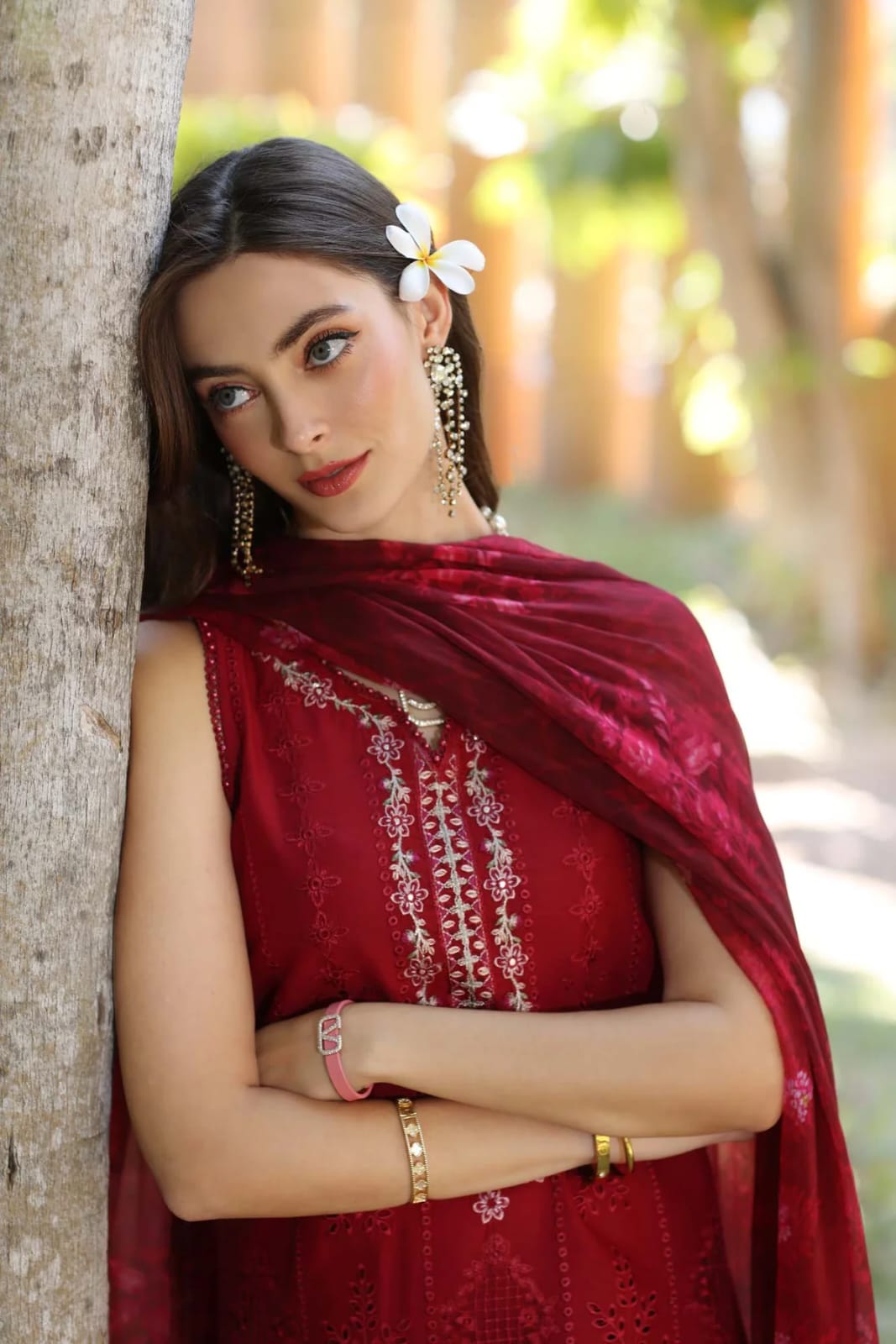 03-Piece Embroidered Lawn Suit With Chiffon Dupatta | Ready To Wear