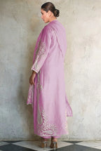 The Lilac Charm: 3 Piece - Embroidered Silk Suit | Ready To Wear