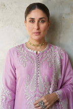 The Lilac Charm: 3 Piece - Embroidered Silk Suit | Ready To Wear