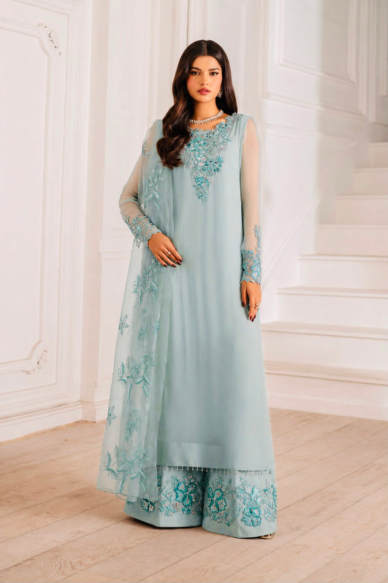03-Piece Embroidered Chiffon Suit With Organza Dupatta | Ready To Wear