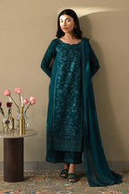 The Emerald Shadow: Embroidered Cotton Suit | Ready To Wear