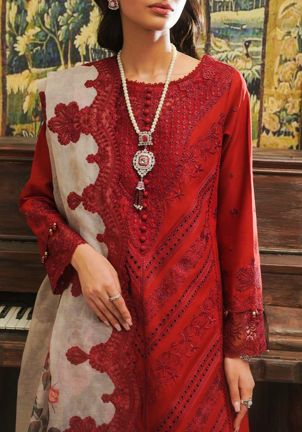 03-Piece Embroidered Cotton Lawn Suit | Ready To Wear