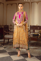 Gold and Magenta Lawa Tissue 3 piece Suit | Ready To Wear