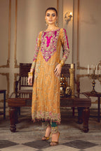 Gold and Magenta Lawa Tissue 3 piece Suit | Ready To Wear