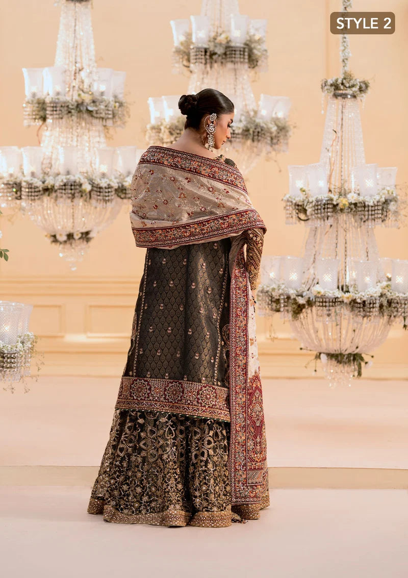 Deep Antique Bronze & Charcoal: Embroidered Organza Suit | Ready To Wear