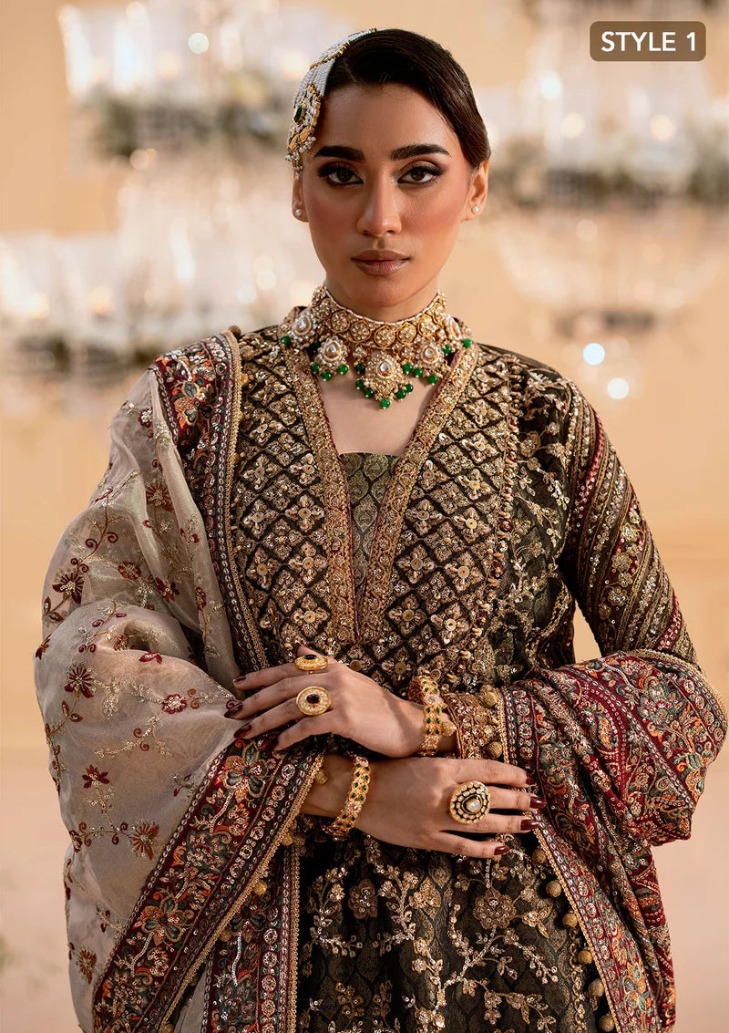 Deep Antique Bronze & Charcoal: Embroidered Organza Suit | Ready To Wear