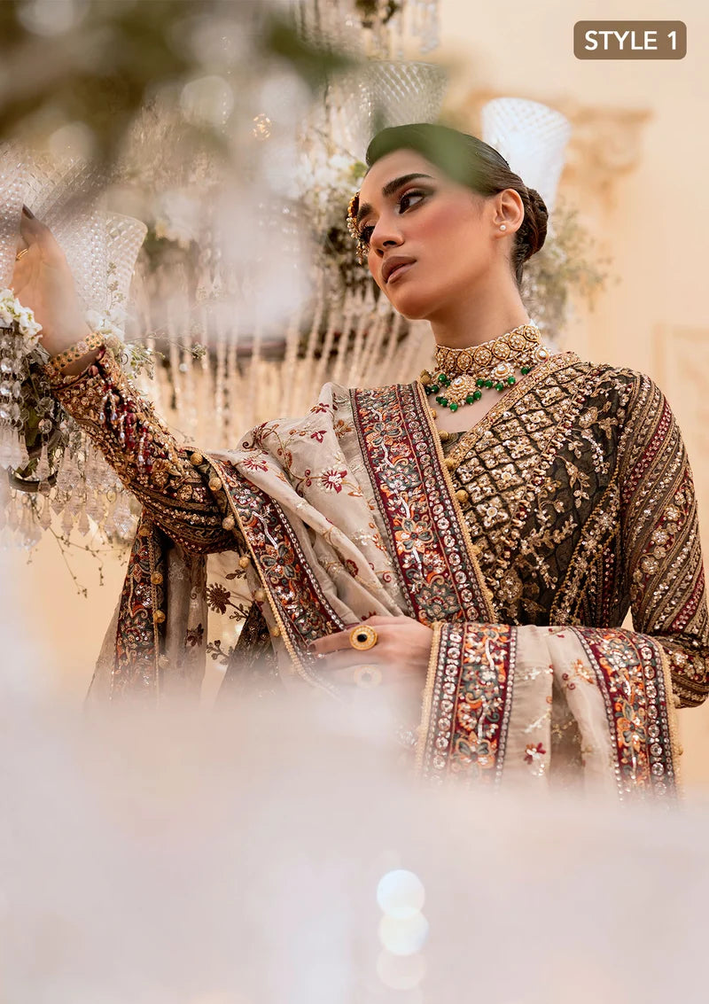 Deep Antique Bronze & Charcoal: Embroidered Organza Suit | Ready To Wear