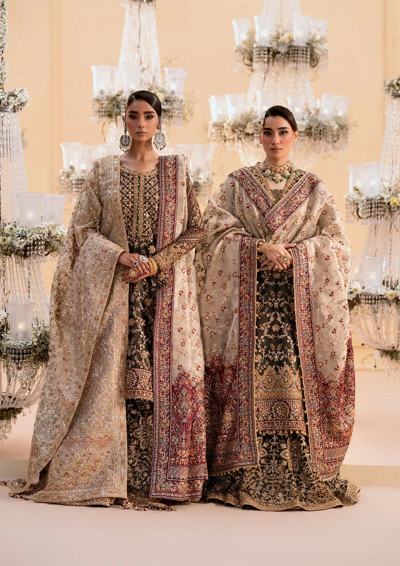 Deep Antique Bronze & Charcoal: Embroidered Organza Suit | Ready To Wear