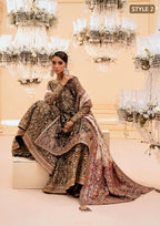 Deep Antique Bronze & Charcoal: Embroidered Organza Suit | Ready To Wear