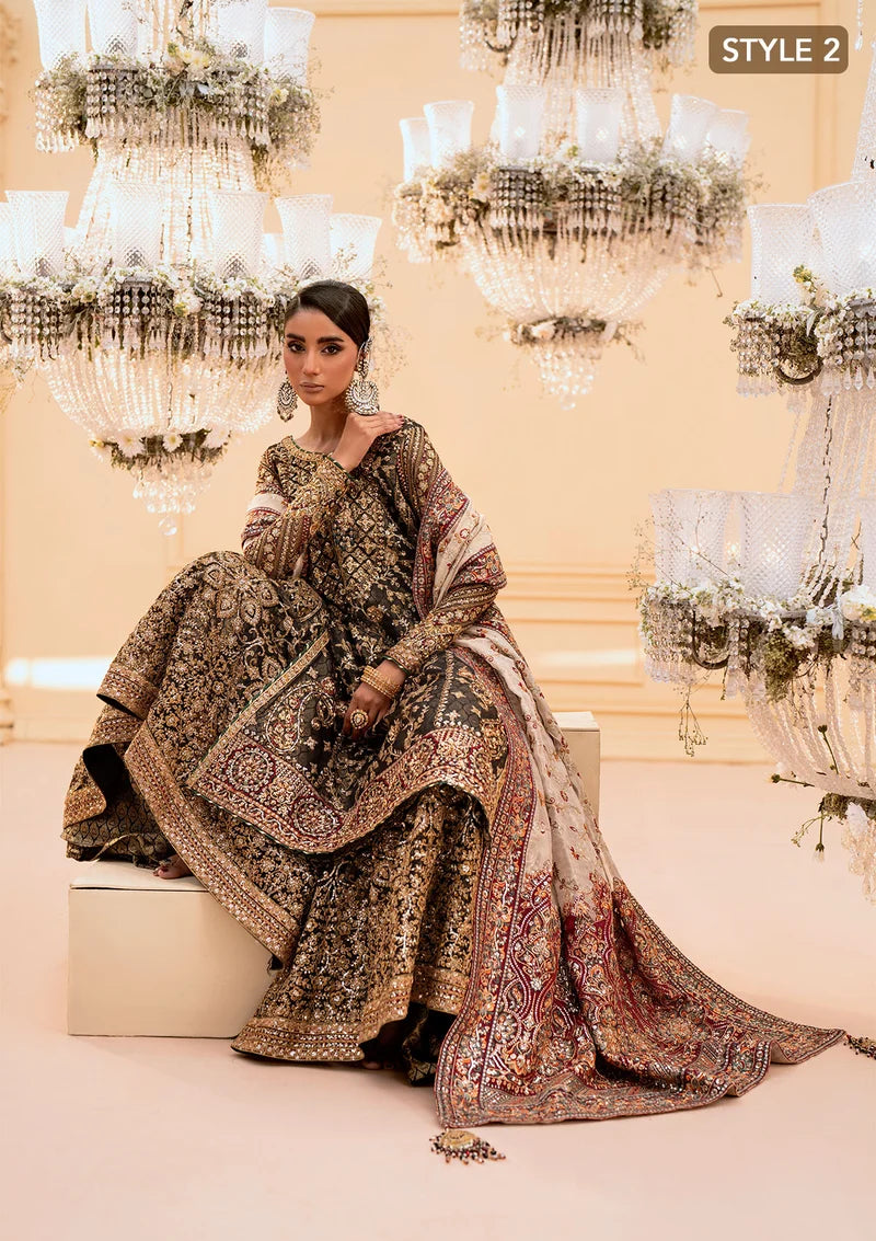 Deep Antique Bronze & Charcoal: Embroidered Organza Suit | Ready To Wear