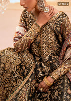 Deep Antique Bronze & Charcoal: Embroidered Organza Suit | Ready To Wear