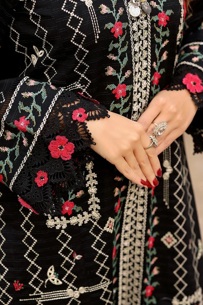 03-Piece Embroidered Lawn Suit With Silk Dupatta | Ready To Wear