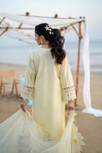 Yellow Cotton 2 piece Suit with Organza Dupatta | Ready To Wear