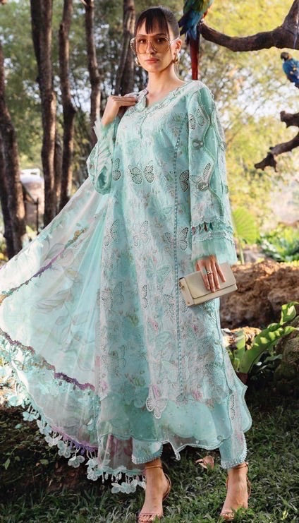 03-Piece Embroidered Lawn Suit With Chiffon Dupatta | Ready To Wear