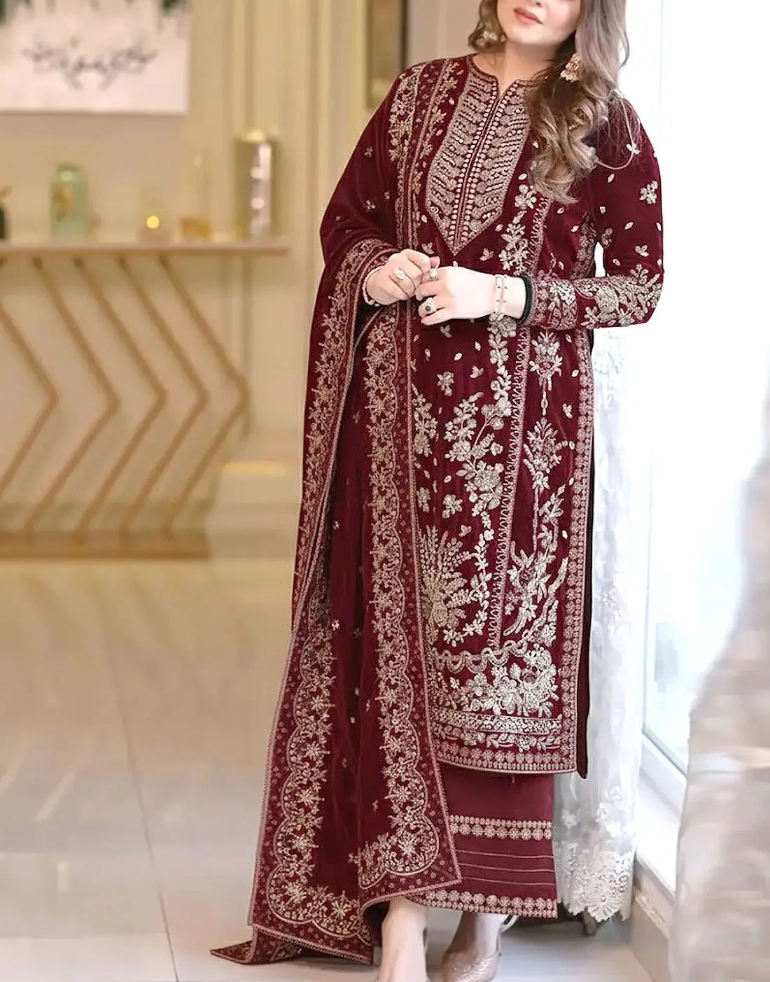 03-Piece Heavy Embroidered Chiffon Suit - Ready To Wear