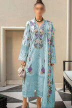 03-PIECE CHIKANKARI LAWN EMBROIDERED DRESS