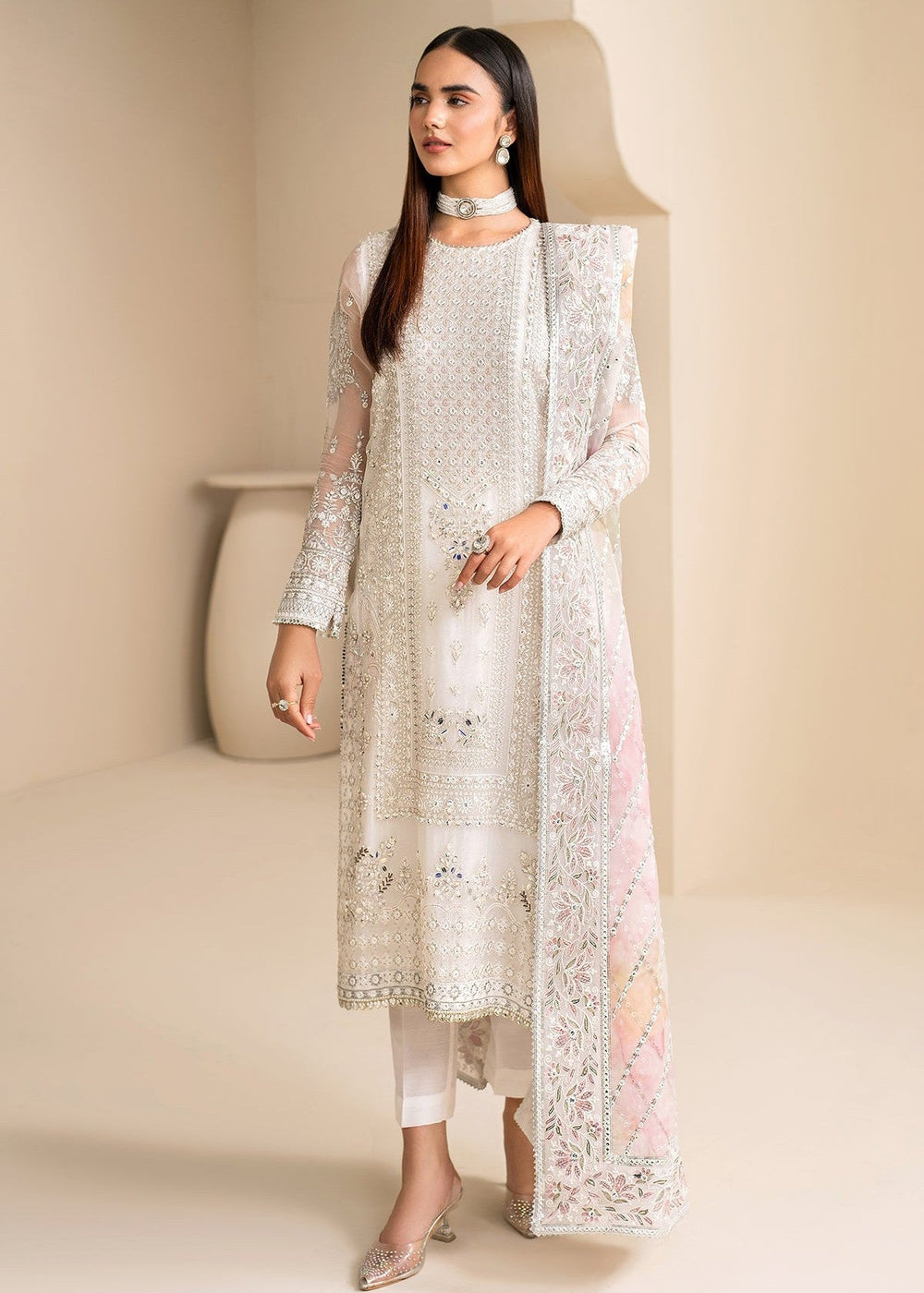 Exclusive Formal 3Pcs Embroidered Chiffon Stitched suit
