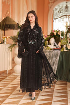 HR Designers Luxury Chiffon Collection – Maria B Style Black Embroidered Suit