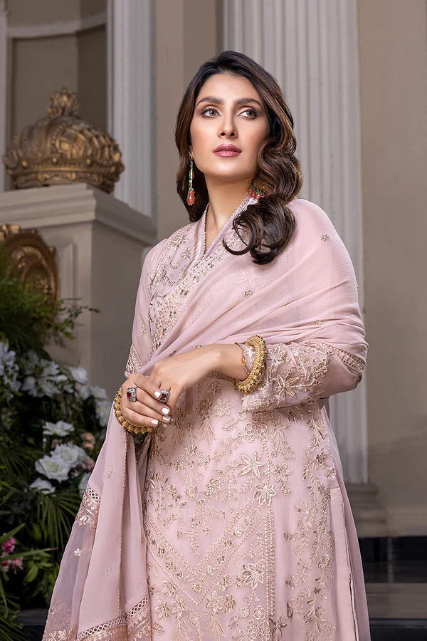 The Dusty Lavender Grace: Embroidered Chiffon Suit | Ready To Wear
