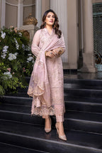 The Dusty Lavender Grace: Embroidered Chiffon Suit | Ready To Wear