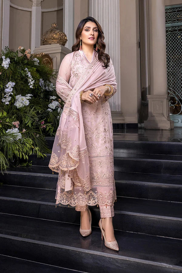The Dusty Lavender Grace: Embroidered Chiffon Suit | Ready To Wear