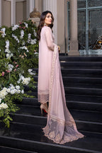 The Dusty Lavender Grace: Embroidered Chiffon Suit | Ready To Wear