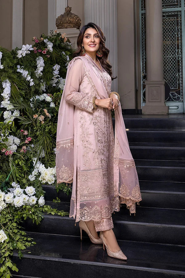 The Dusty Lavender Grace: Embroidered Chiffon Suit | Ready To Wear