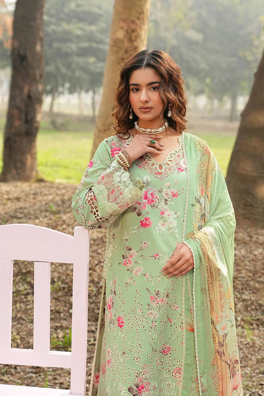 Pastel Mint & Blush Floral: Printed Lawn Suit