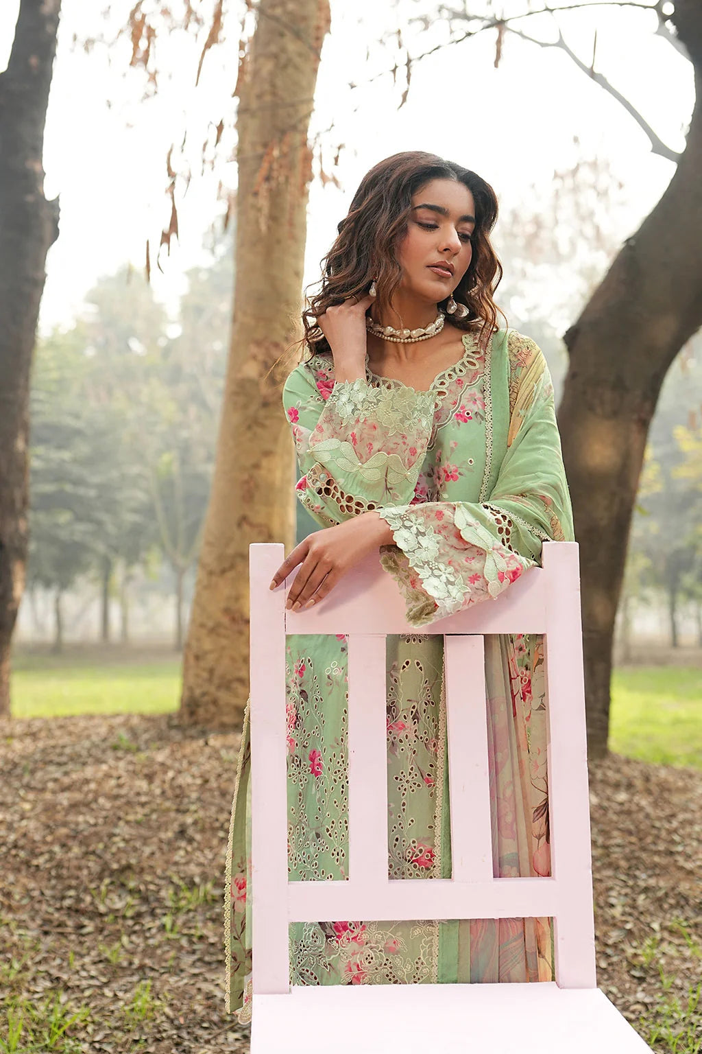 Pastel Mint & Blush Floral: Printed Lawn Suit