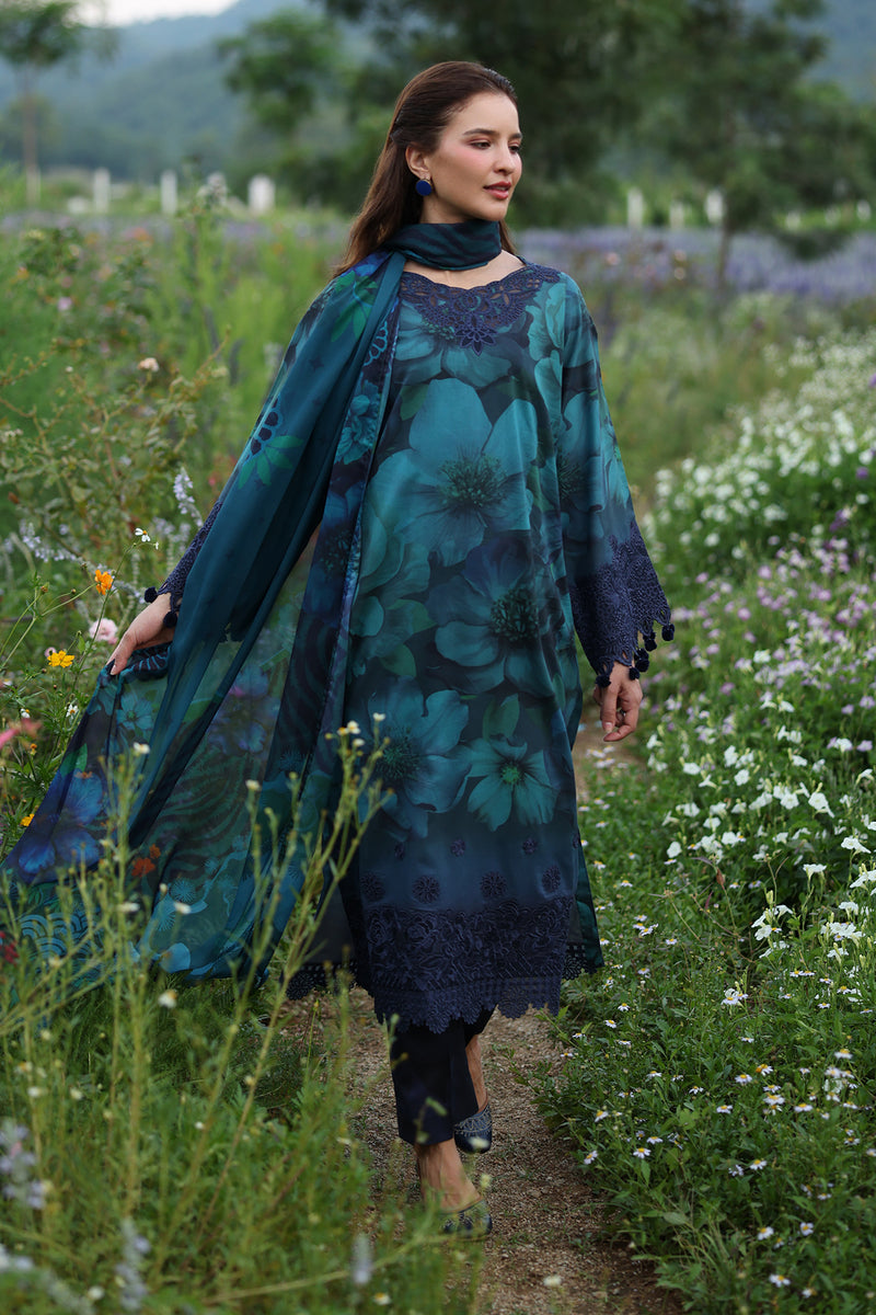 3 Piece Stitched  lawn and Chiffon Suit - Ready  to Wear