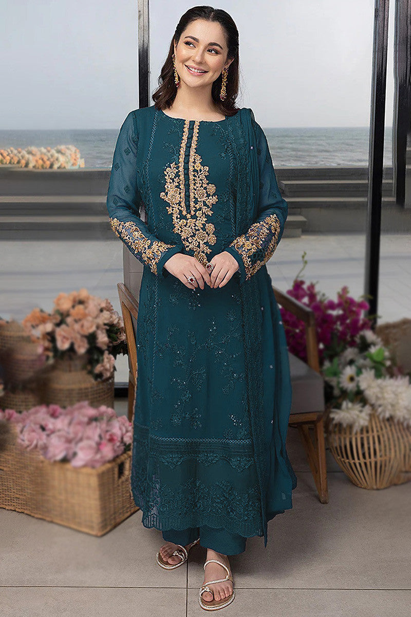 3-Piece Full Handmade Latest Chiffon Heavy Embroidered Dress With Embroidered Dupatt | STITCHED SUIT
