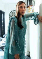 Aqua Serenade: Chiffon Suit With Sequin Embroidery | Ready To Wear