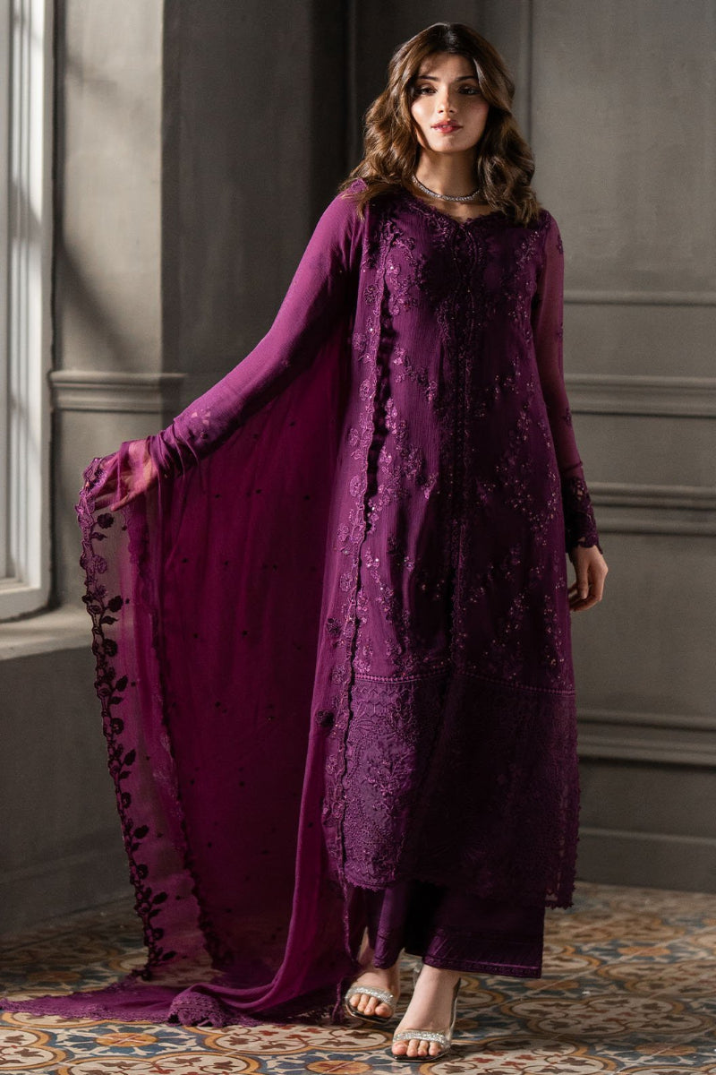 Azure – Purple Chiffon Embroidered Dress