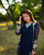 03-Piece Chiffon Suit With Thread Embroidery | Ready To Wear