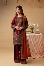 Rich Maroon - Short Kurta Set with Palazzo and Rust Dupatta | Ready To Wear