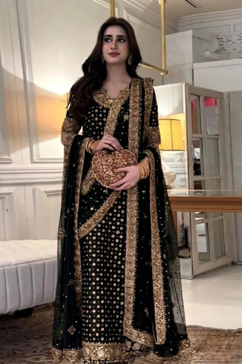 03-Piece Chiffon Suit With Embroidery - Ready To Wear (H-S)